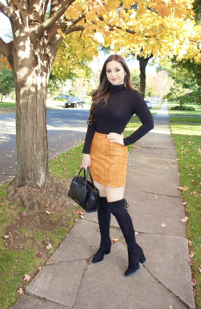 Pumpkin Spice Suede Skirt - Life of Style Blog
